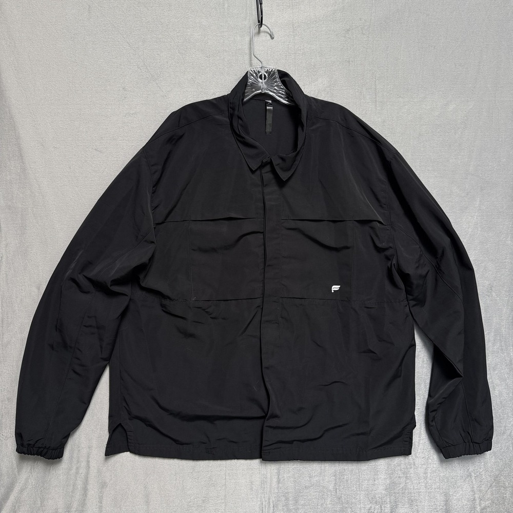 Fabletics‎ Jacket Mens 2XL Black Windbreaker Collared Snap Pockets Lightweight